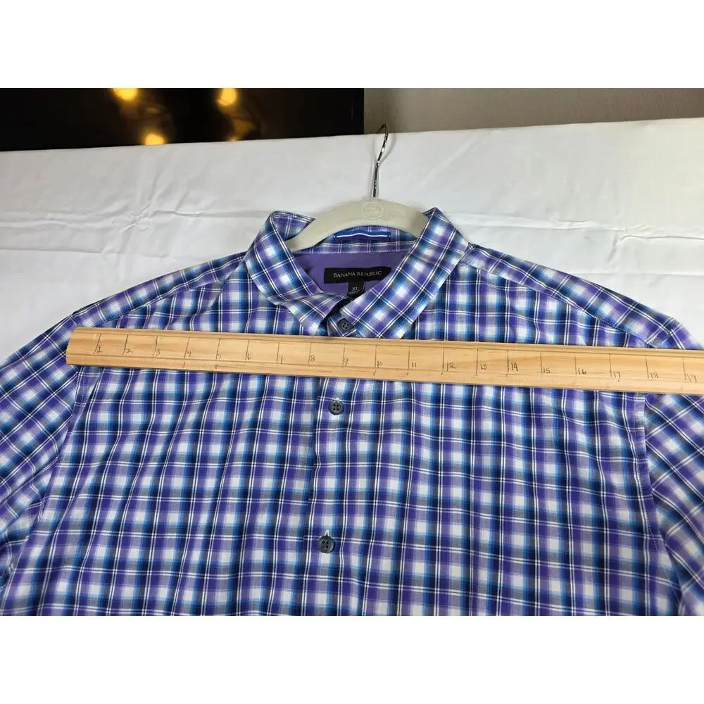 Banana Republic XL Men's Colorful Plaid Short Sleeve Shirt
